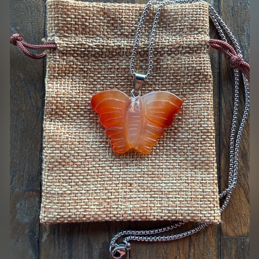 Carnelian Butterfly Necklace Carnelian Pendant Carnelian Necklace Aries Gift